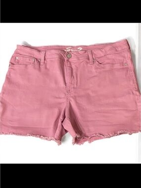 Seven7 Women's Pink Denim Cut Off Shorts Sz 16 Weekend Short Cotton Spandex